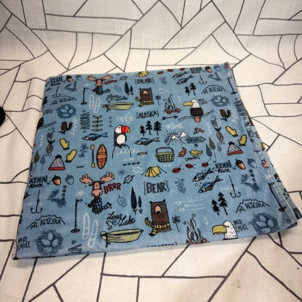 Heritage Homegoods Co Baby Blanket 17x16.5 Blue Green Alaska Wilderness Minky